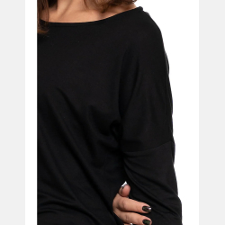 Bluzka damska z wiskozy z rękawem 3/4 gładka CZARNA MORAJ